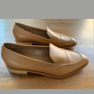 Italian Leather Tan Loafer - 1" stacked heel